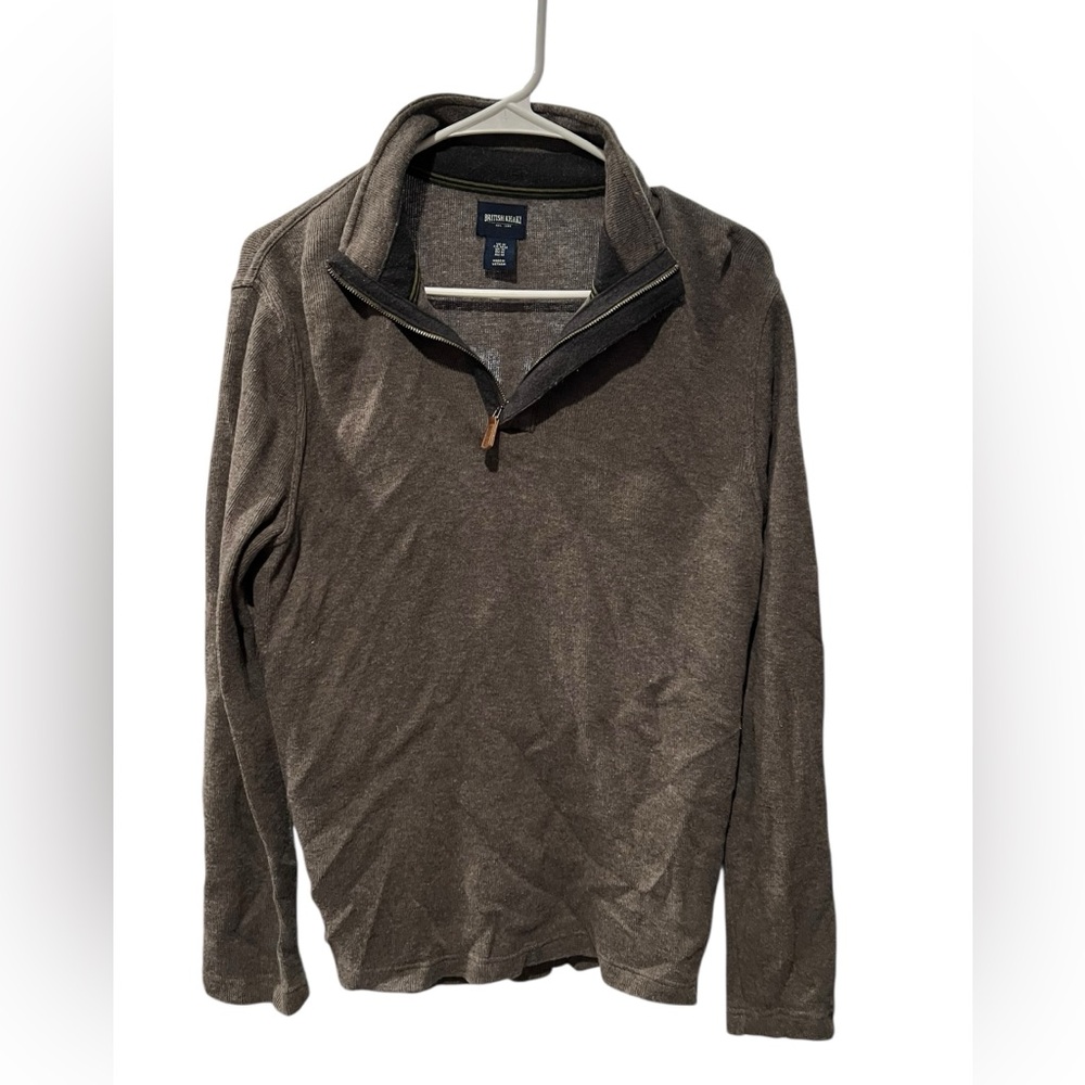 British Khaki Brown Quarter Zip Pullover Men’s Size M